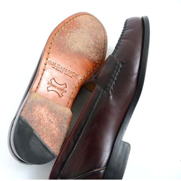 G.H. Bass & Co. Men\'s 10D Burgundy Leather Penny Loafers Dress Shoe Preppy